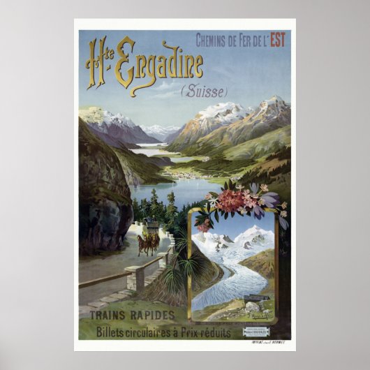Poster Engadin Suisse Vintage ferroviaire (Devant)