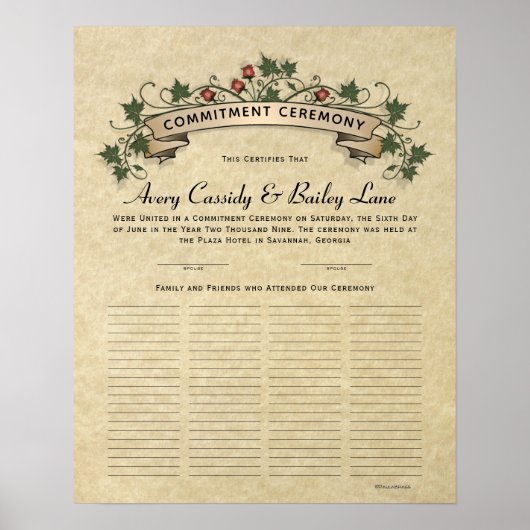 Poster Engagement Livre d'invité certificat de Mariage or (Devant)