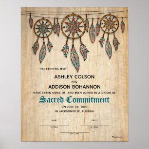 Poster "Engagement sacré" Boho Rustic WeddingCertificat