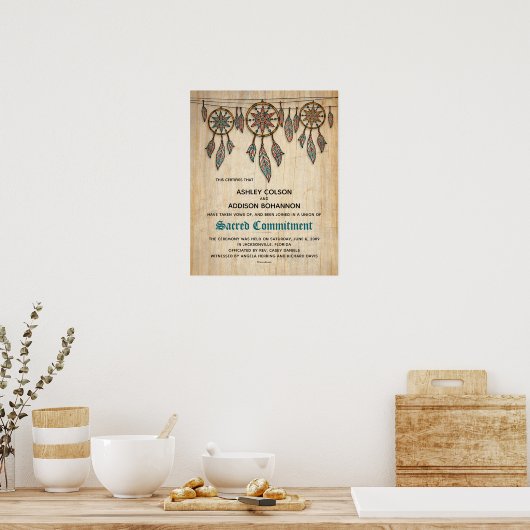 Poster "Engagement sacré" Boho Rustic WeddingCertificat (Cuisine)