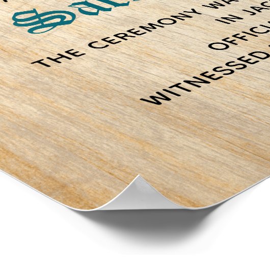 Poster "Engagement sacré" Boho Rustic WeddingCertificat (Coin)