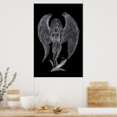 Poster Engel Bleistiftzeichnung Design noir et blanc (Cuisine)