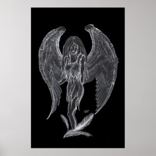 Poster Engel Bleistiftzeichnung Design noir et blanc