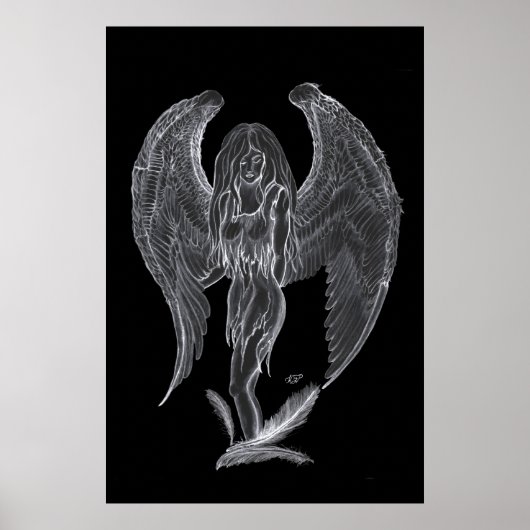 Poster Engel Bleistiftzeichnung Design noir et blanc (Devant)
