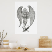 Poster Engel Bleistiftzeichnung Design noir et blanc (Cuisine)