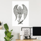 Poster Engel Bleistiftzeichnung Design noir et blanc (Bureau à domicile)