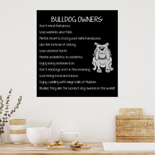 Poster Engelse Bulldog Lovers (Keuken)