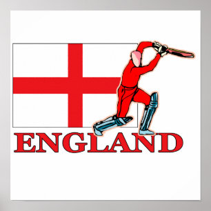 Poster Engelse cricket Player