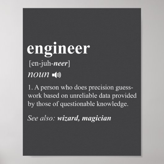 Poster Engineer Definition Funny Engineering Mechanical C (Devant)