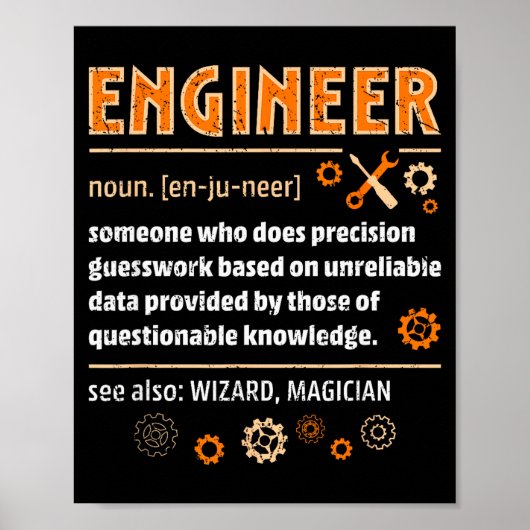 Poster Engineer Definition Funny Engineering Nerdy Scienc (Devant)
