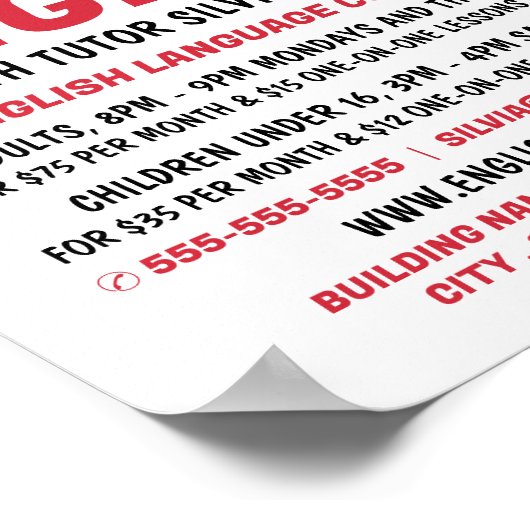 Poster England Flag, Anglais Language Course Publicité (Coin)