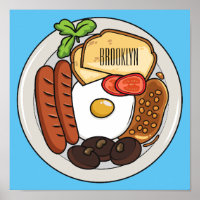 English breakfast cartoon illustration