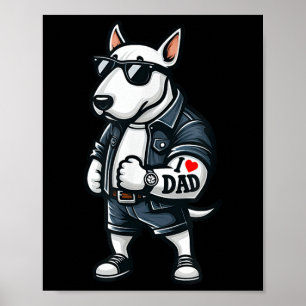 Poster English Bull Terrier I Love Papa Funny Chien Tatto