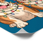 Poster English Bulldog Christmas Santa Hat Reindeer Light (Coin)