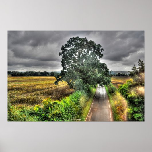 Poster English Country Road Landscape HDR Photo Imprimer (Devant)