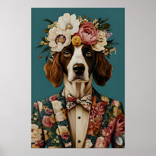 Poster English Springer Spaniel In Suit Poster, Springer (Devant)
