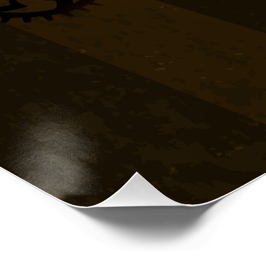 Poster Engrenages à vapeur et papillons bleus (Coin)