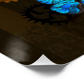 Poster Engrenages à vapeur et papillons bleus (Coin)