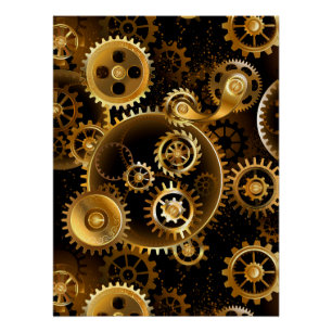 Poster Engrenages en laiton Steampunk sans couture