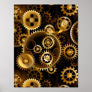 Poster Engrenages en laiton Steampunk sans couture