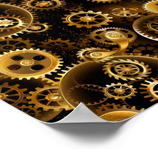 Poster Engrenages en laiton Steampunk sans soudure (Coin)