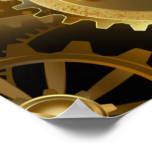 Poster Engrenages en laiton Steampunk sans soudure (Coin)