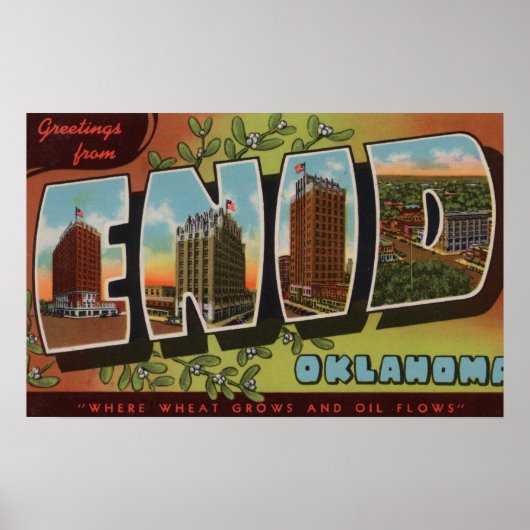 Poster Enid, OklahomaGrandes lettres ScènesEnid, OK (Devant)