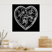 Poster Enigma florale Art graphique noir et blanc (Cuisine)