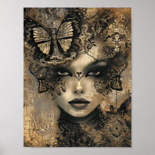 Poster Enigmatic Elegance : Whispers à papillon et Vintag