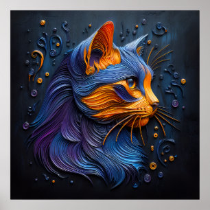 Poster Enigmatic Feline Glance - AI Crée