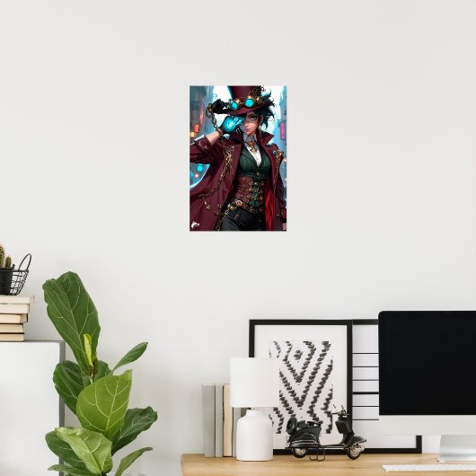 Poster Enigmatic Steampunk Lady – Elegance and Mystery (Bureau à domicile)