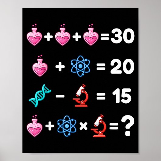 Poster Énigme de mathématiques de science Saint-Valentin (Devant)