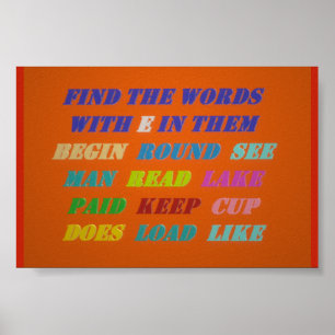 POSTER ÉNIGME DE MOTS POUR PETITS ENFANTS LETTRES TOILE D