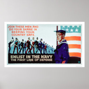 Poster Enlist Navy, la 1re ligne de défense (US02160)
