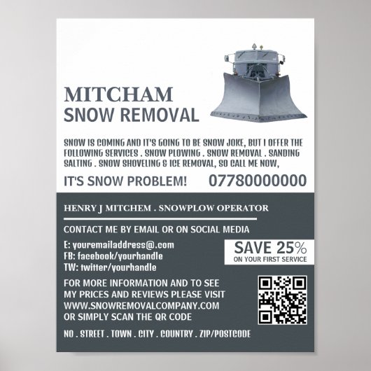 Poster Enneigement, Snow Removal Company Publicité (Devant)
