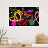 Poster "Énorme" Peace Love Hope Paint Splatter (Cuisine)