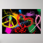 Poster "Énorme" Peace Love Hope Paint Splatter (Devant)