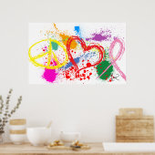 Poster "Énorme" Peace Love Hope Paint Splatter (Cuisine)