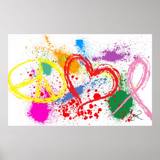 Poster "Énorme" Peace Love Hope Paint Splatter (Devant)