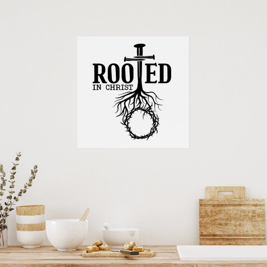 Poster Enraciné Dans Le Christ Écriture Croix Verse chrét (Cuisine)