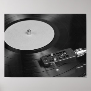 Poster Enregistrement de vinyle jouant sur platine