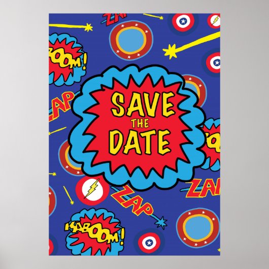 Poster Enregistrer la date Comic Heroes (Devant)