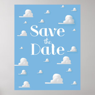 Poster Enregistrer la date vintage ciel et nuages invitat