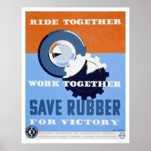 Poster Enregistrer le caoutchouc Commute 1943 WPA