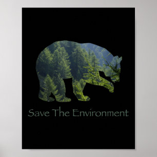 Poster Enregistrer l'environnement Ours Silhouette De l'e
