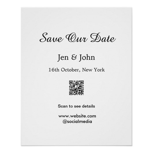 Poster Enregistrer notre date Scan QR pour les détails no (Devant)