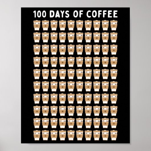 Poster Enseignant 100 tasses de café École du 100e jour (Devant)