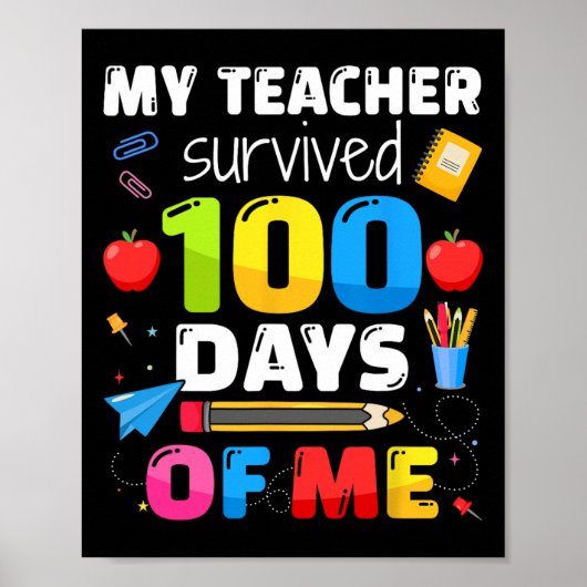 Poster Enseignant A Survécu 100 Jours De Moi Pour 100E Jo (Devant)