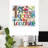 Poster Enseignant Art de première année Enseignant (Bureau à domicile)