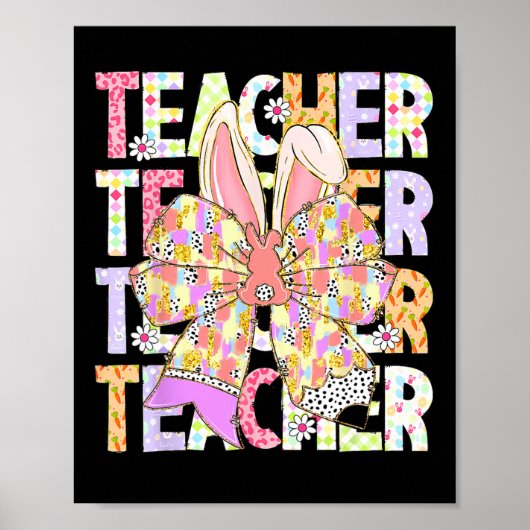 Poster Enseignant Bunny Coquette Bow Pencil Bunny Jour de (Devant)